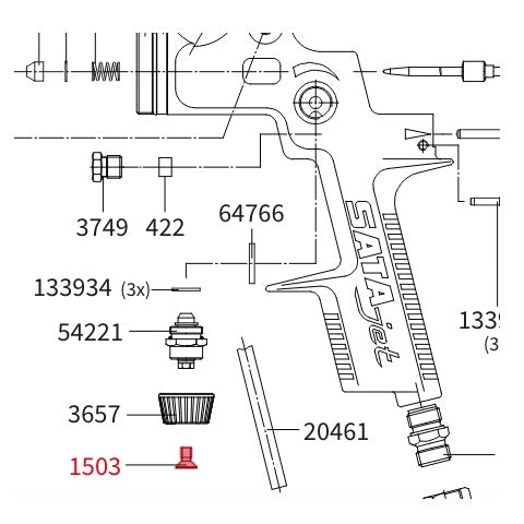 SATA Partes: 1503 Tornillo para Perilla Regulación Palma / Econoline 1.0 / KLC | Expertos-Abrasivos
