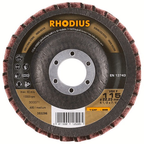 RHODIUS Disco Mopa / Flap VSF F TOPline / Inox | Expertos-Abrasivos