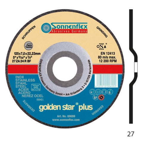 SONNENFLEX Disco Esmeril Golden Star Plus ZA24R Inox | Expertos-Abrasivos